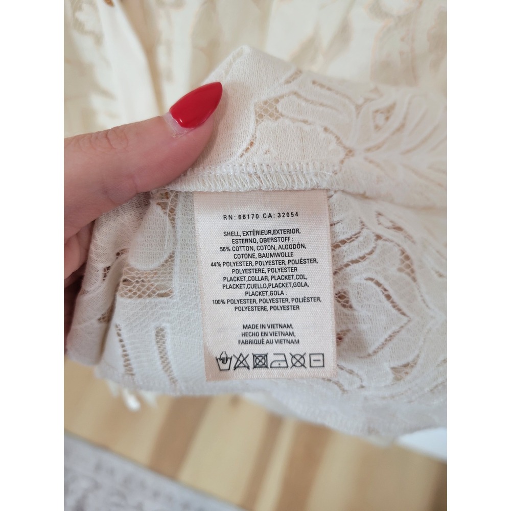 Floreat Anthropologie Lace Blouse Ivory Romantic Cottagecore Bohemian US 8 - Picture 6 of 11